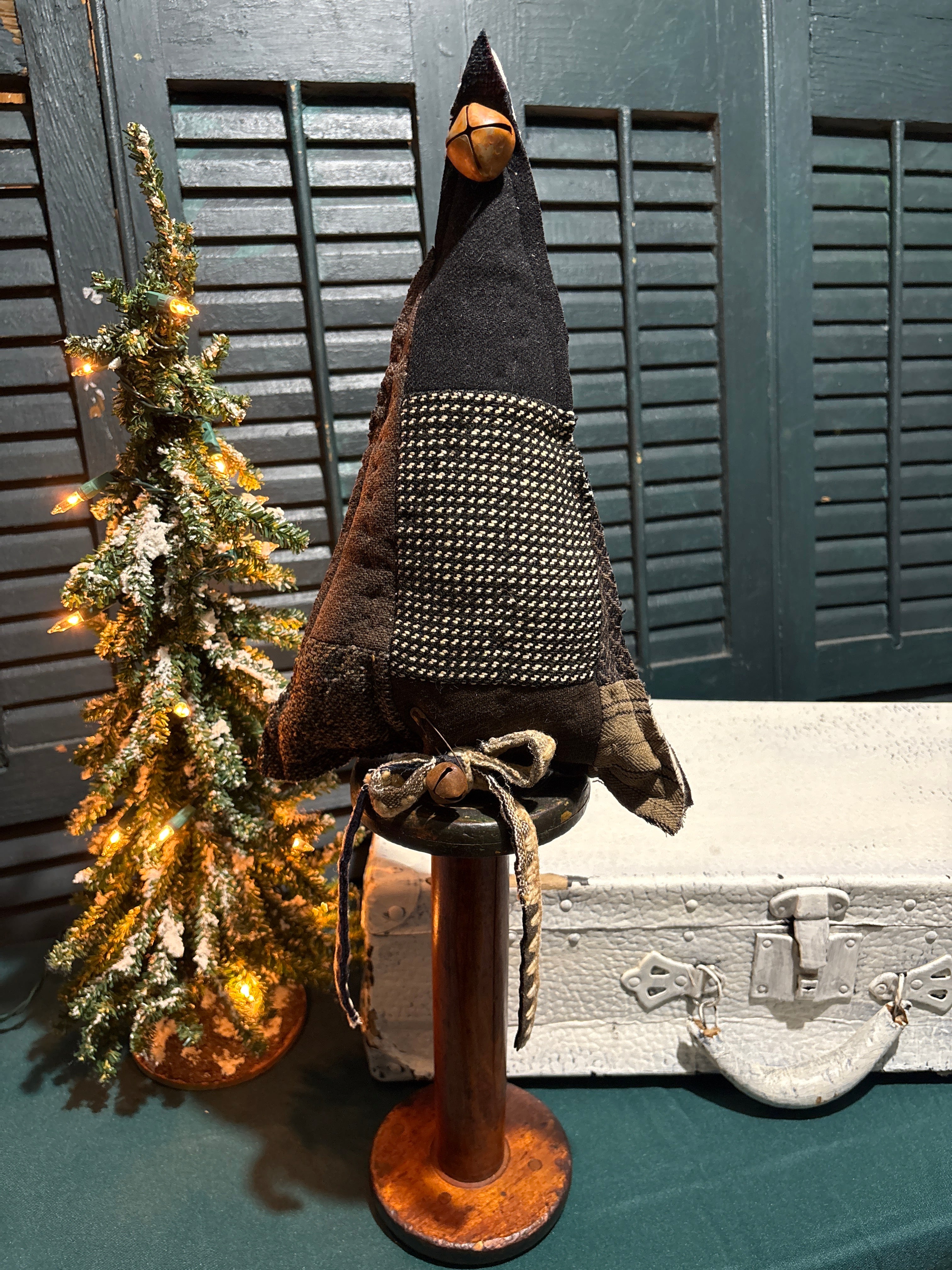 1880’s Authentic Wool Quilt Christmas Tree Antique Spool