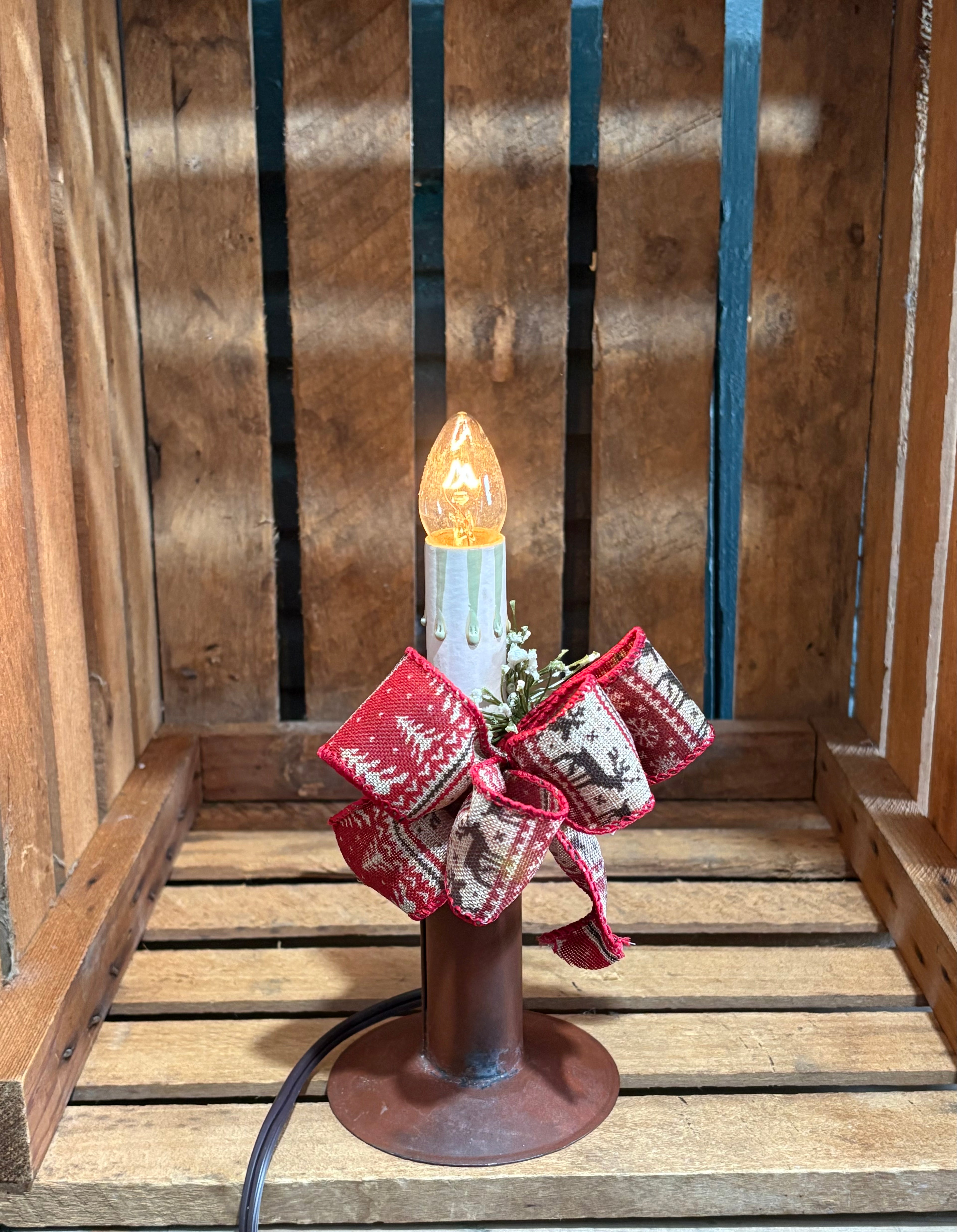 Primitive Tin Electric Christmas Candle