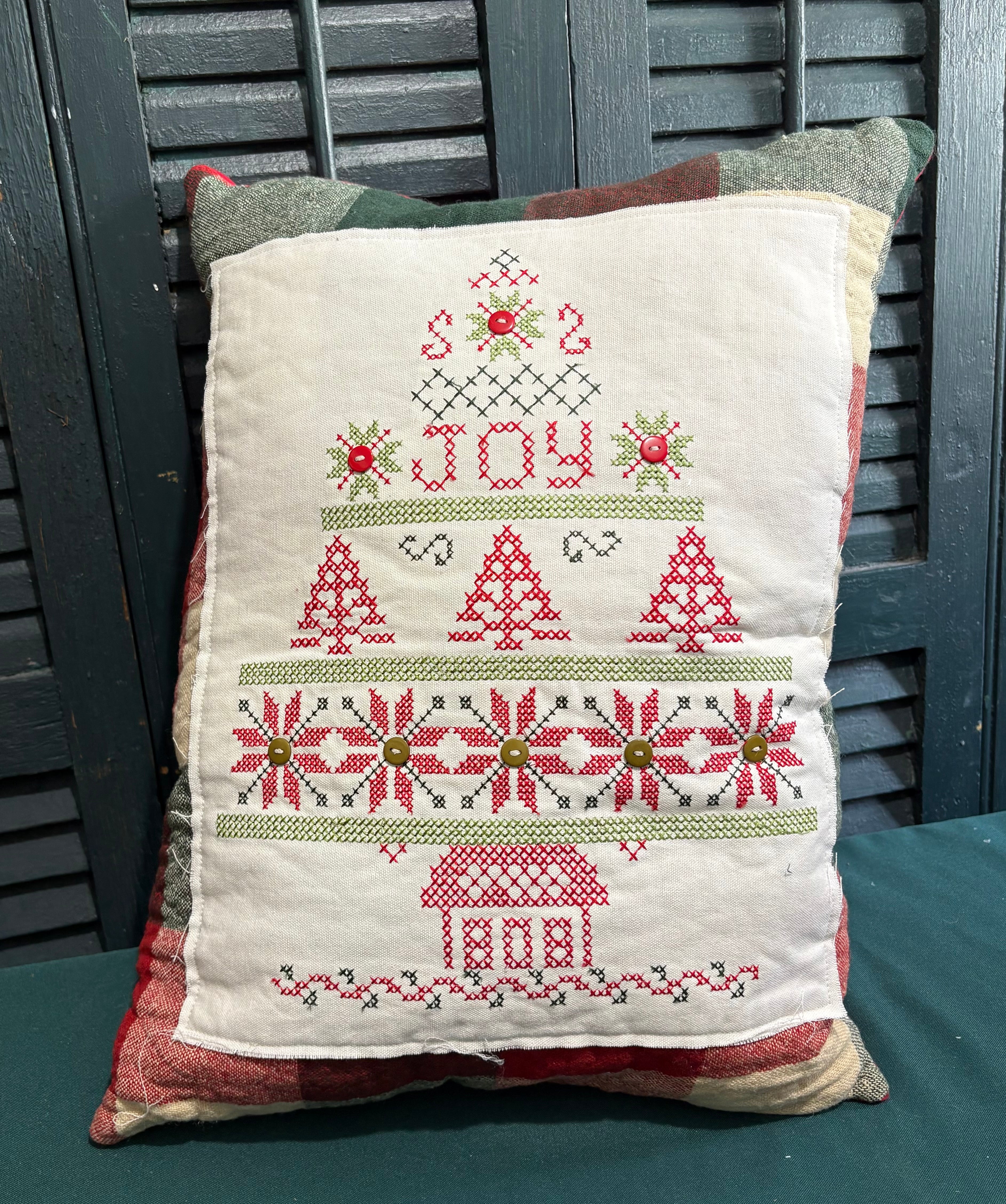 Christmas Counted Cross Stitch Joy Pillow