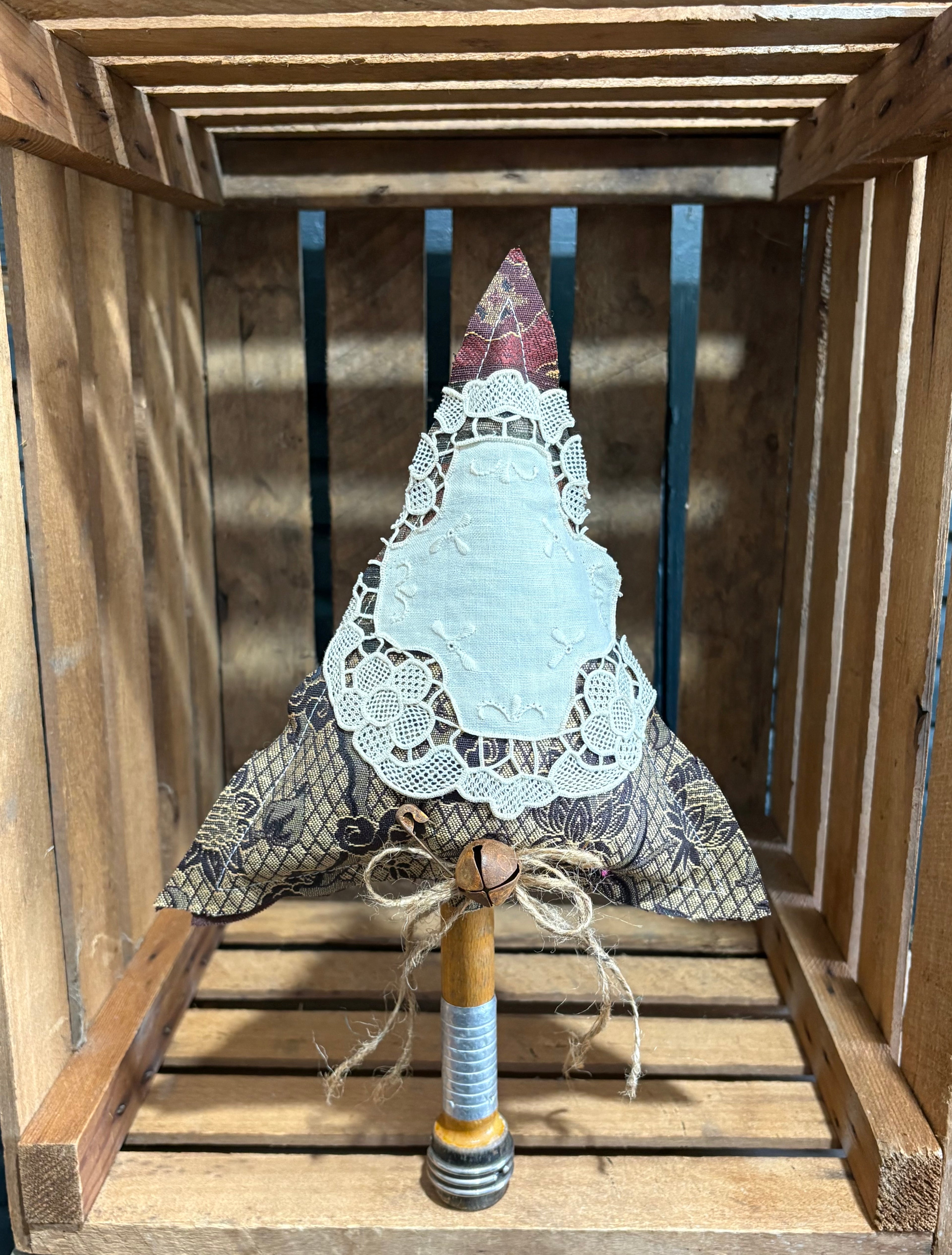 Antique Bobbin Spool Primitive Tree Vintage Linen