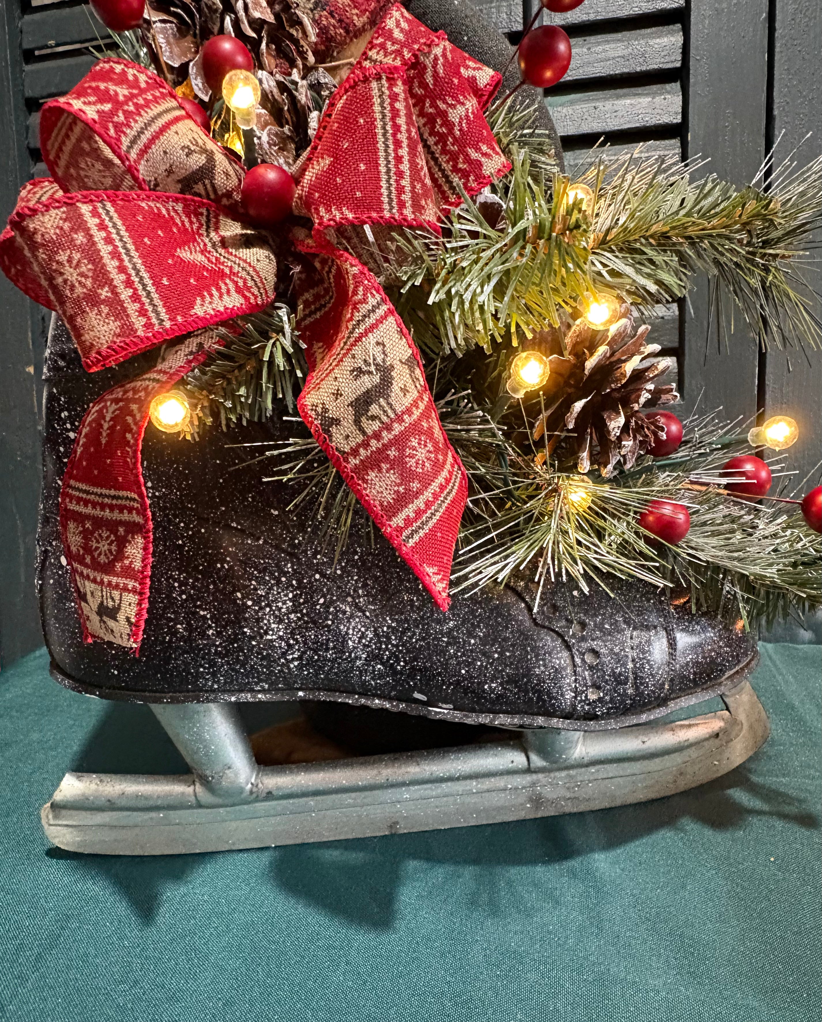 Repurposed Vintage Ice Skate Winter Penguin