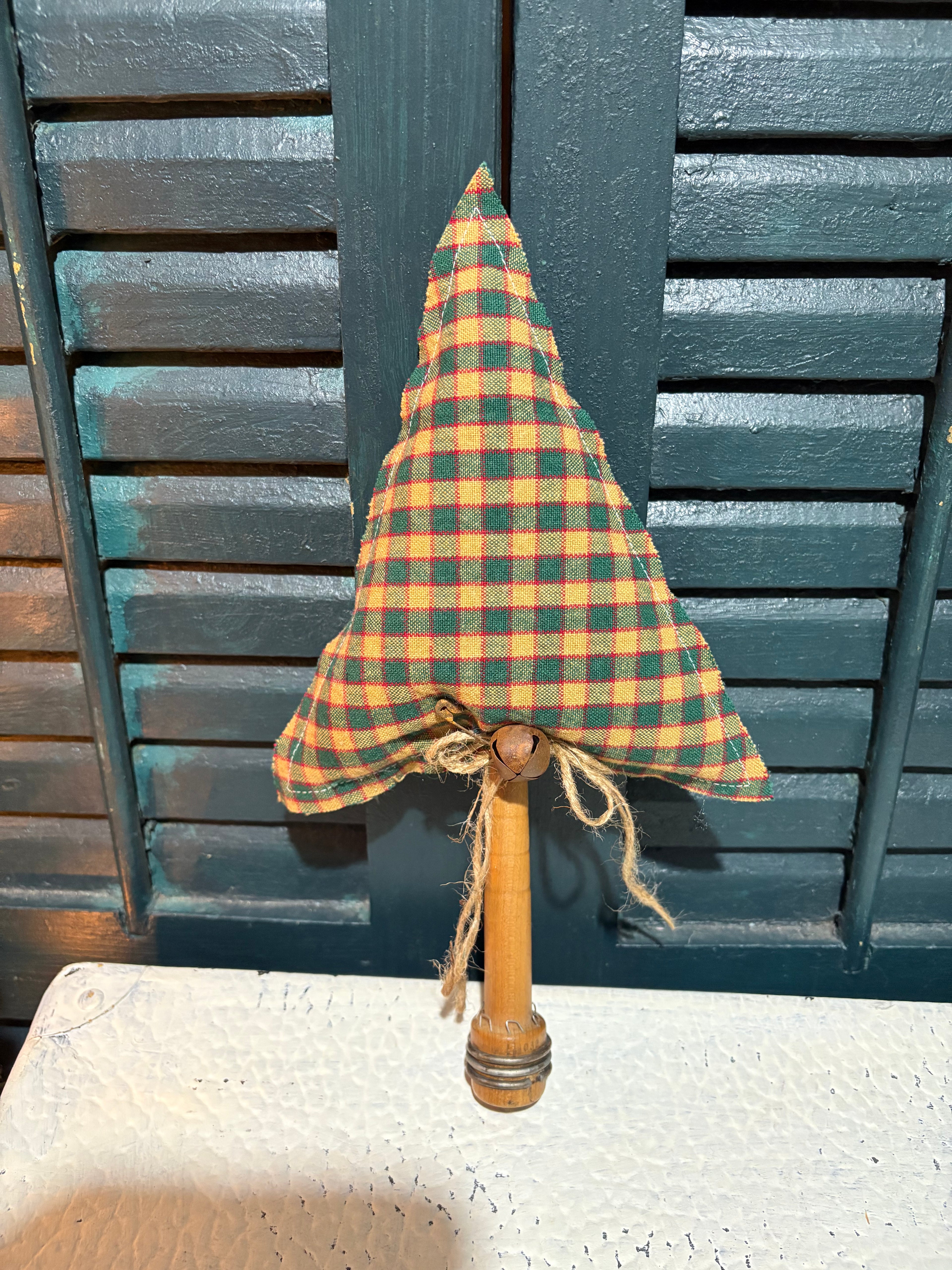 Antique Spool Bobbin Christmas Tree Plaid