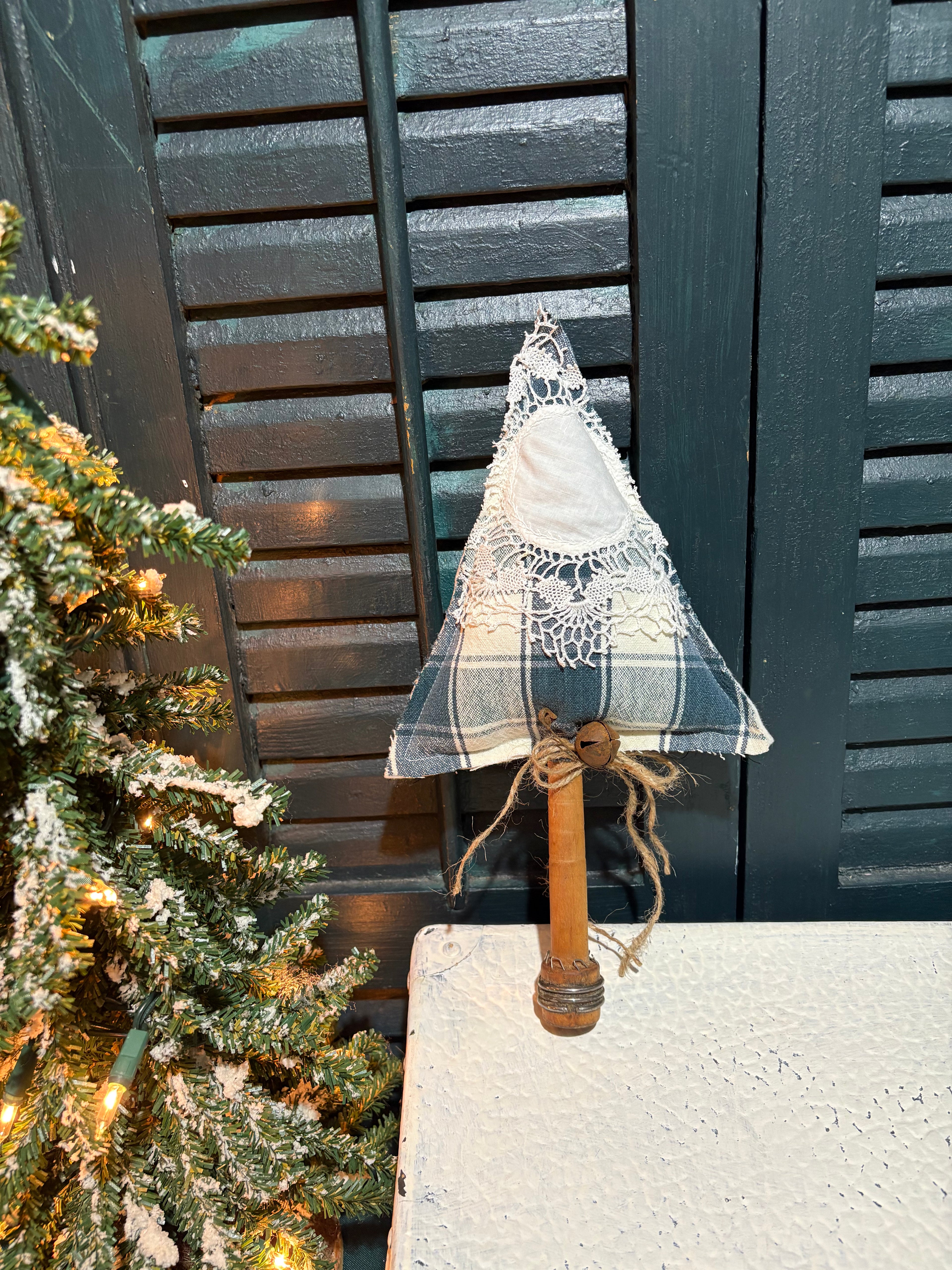 Green Plaid Doily Christmas Tree