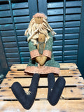 23” Primitive Old World Santa w Prim Snowman