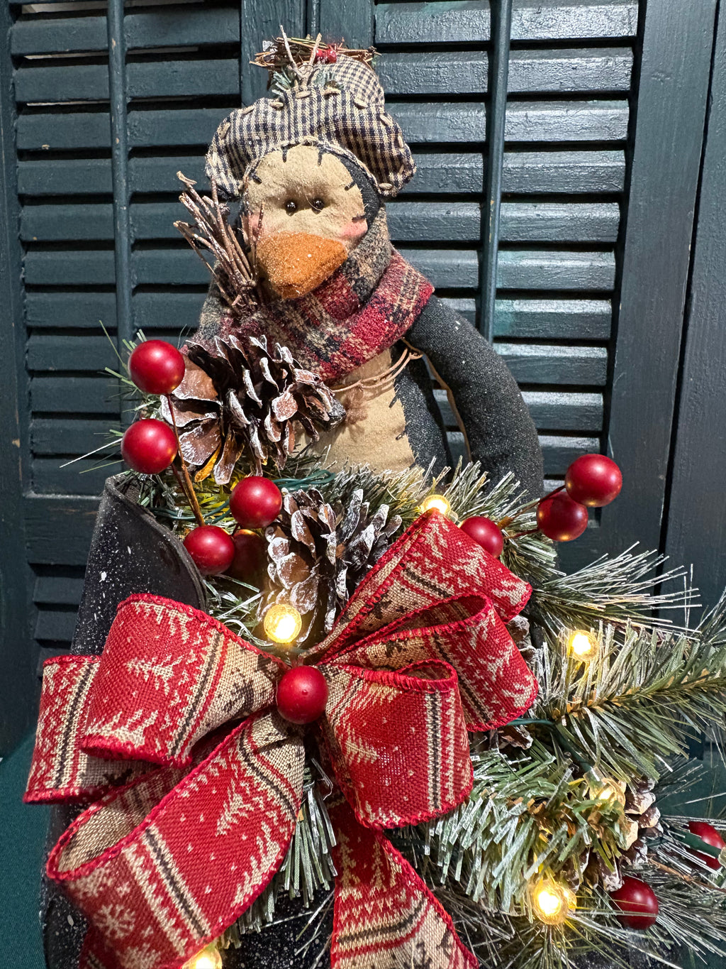 Repurposed Vintage Ice Skate Winter Penguin