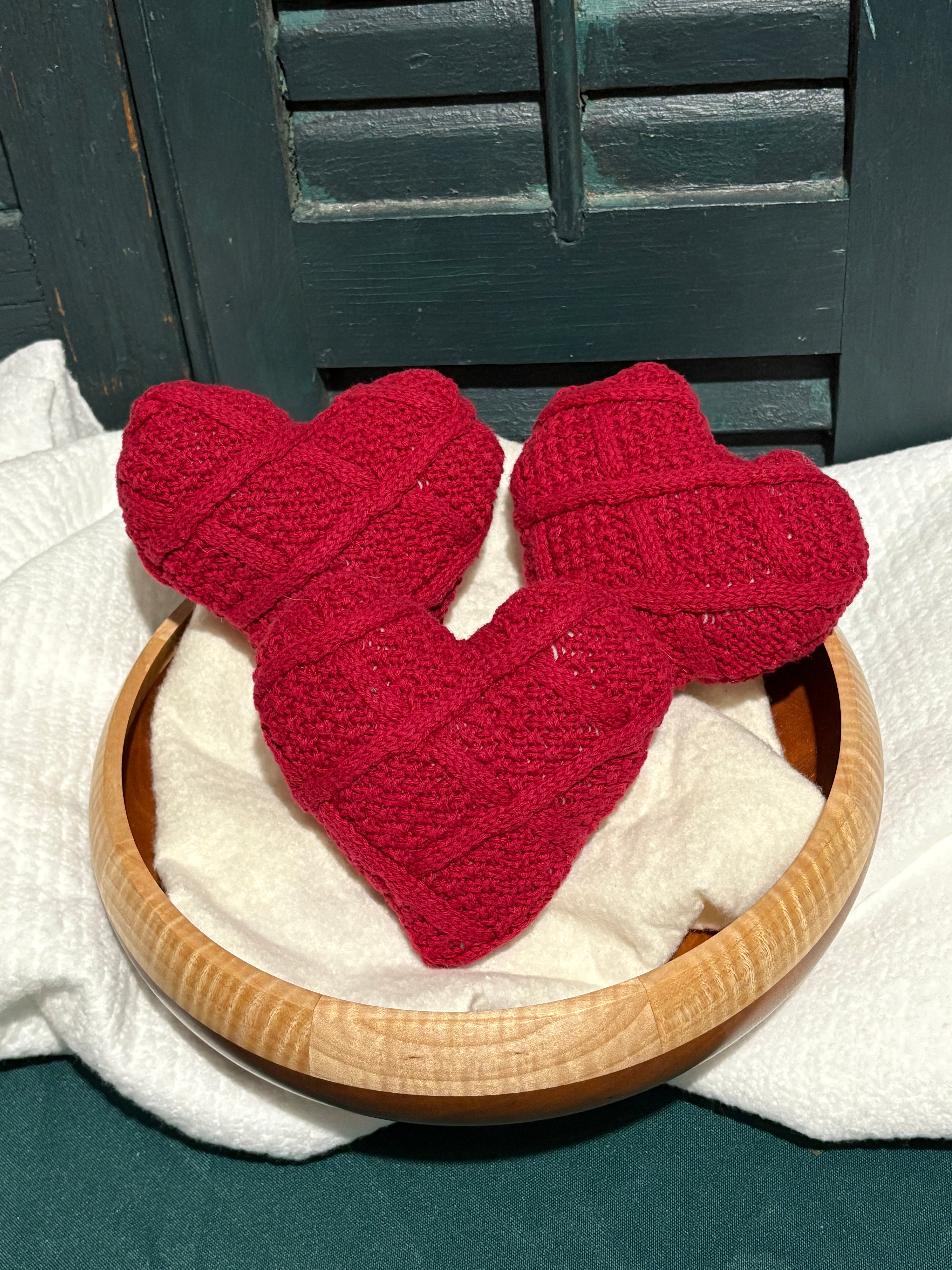 Set of 3 Valentines Sweater Bowl Filler 5” Hearts