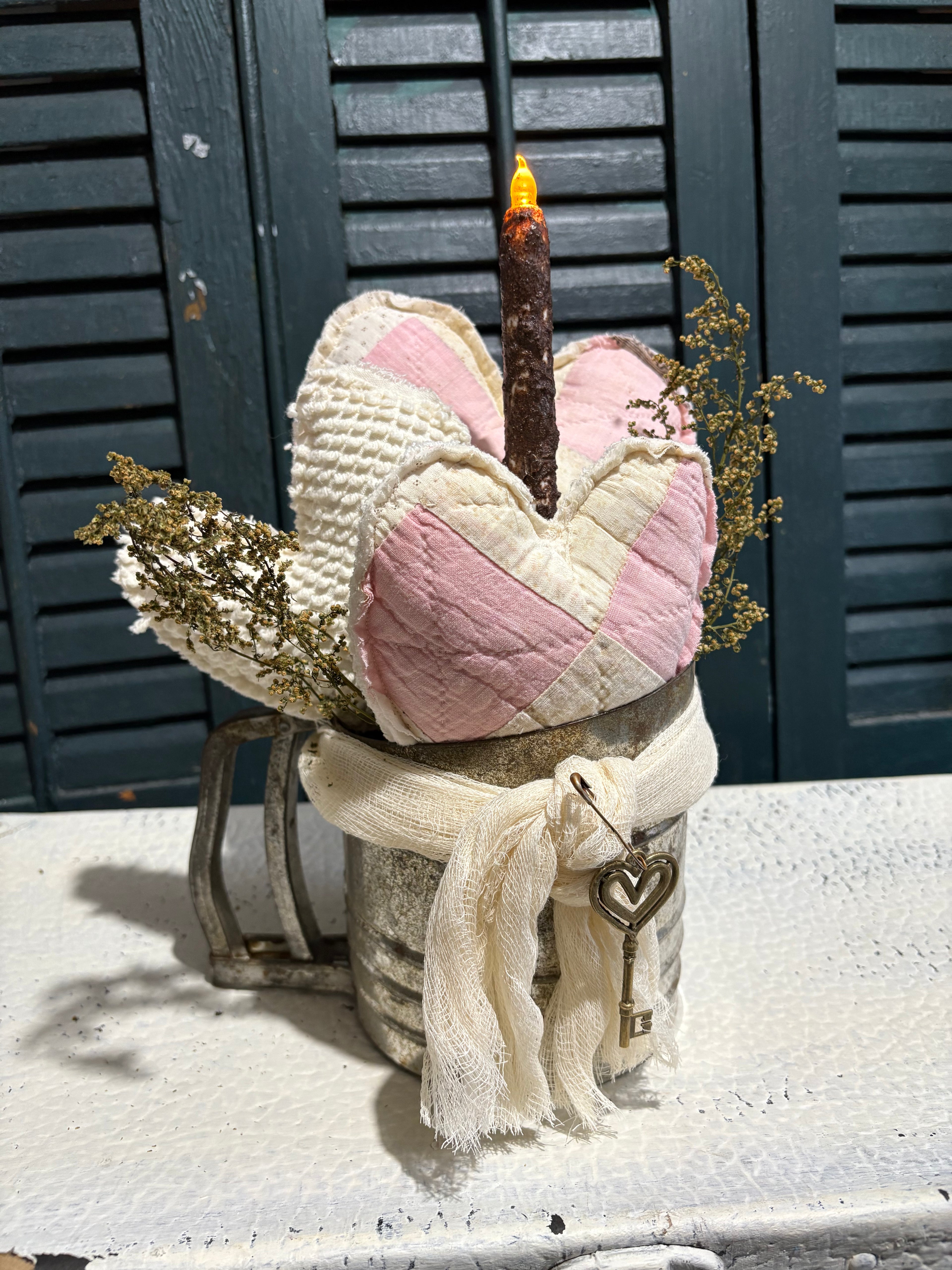 Antique Sifter Valentines Heart Gathering