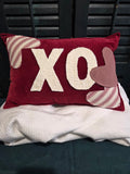 XO Velveteen Repurposed Valentine Heart Pillow